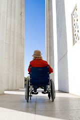 Image showing Woman Wheelchair Lincoln Memorial Washington USA