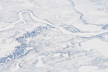 Image showing Aerial Siberia River Sakha Republic Verkhoyansk Mountains Frozen