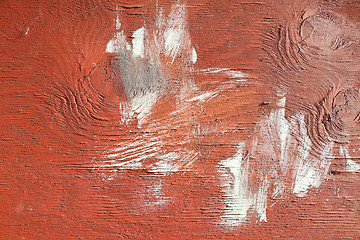 Image showing XXXL Full Frame Close Up  Red Board White Paint Stain