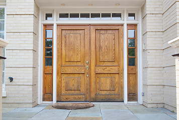 Image showing XXXL Wooden Double Door Grand Entrance to a Home