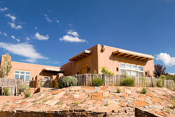 Image showing Mission Adobe Home Palisade Fence Santa Fe NM USA