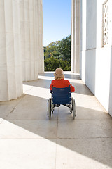 Image showing Woman Wheelchair Lincoln Memorial Washington USA