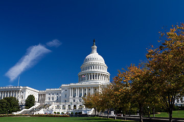 Image showing Capitol Building, Dome, Autumn Foliage Washington DC, Polarized 