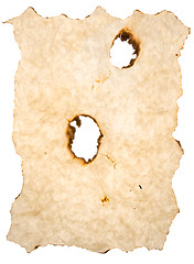 Image showing Burned Beige Parchment Paper Holes Isolated 
