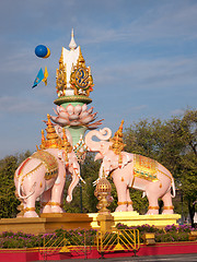 Image showing Street decoration in Bangkok to celebrate H.M. King Bhumipol Adu