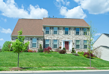 Image showing Front Brick Single Family House Home Suburban MD