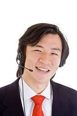 Image showing Asian Man Customer Service Representative Head Set