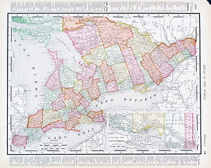 Image showing Antique Vintage Color Map Ontario Province, Canada