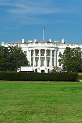 Image showing White House South Lawn Blue Sky Washington DC