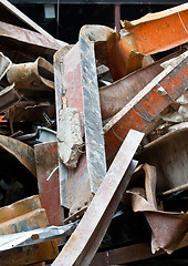 Image showing Pile Twisted Scrap Steel Girders Demolition Site