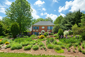 Image showing Single Family House Home Flower Landscaped Garden