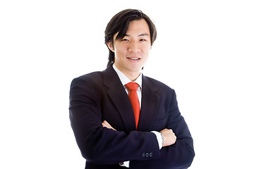 Image showing Confident Asian Businessman Arms Crossed Looking at Camera, Isol