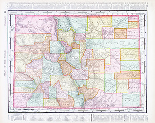 Image showing Antique Color Map of Colorado, United States, USA