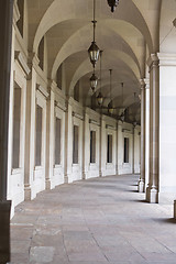 Image showing Curving Colonnade Reagan Building, Washington, DC,