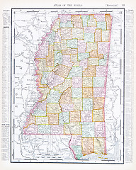 Image showing Antique Map of Mississippi, MS, United States, USA