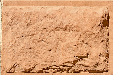 Image showing Block of Rustic Rough Cut Red Sandstone Stone Surface