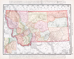 Image showing Antique Vintage Color Map of Montana United States