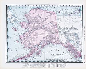 Image showing Antique Vintage Color Map of Alaska, USA