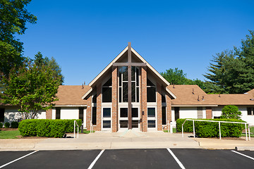 Image showing Exterior of Modern Church with Large Cross