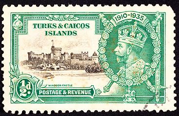 Image showing Canceled Turks Caicos Postage Stamp King George V Windsor Castle