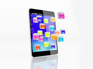 Image showing  illustration of smartphone with icons 