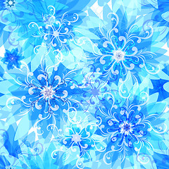 Image showing Seamless floral blue pattern