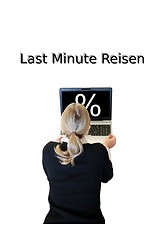 Image showing Woman wit Laptop Last Minute travel