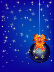 Image showing Winter background with blue christmas ball