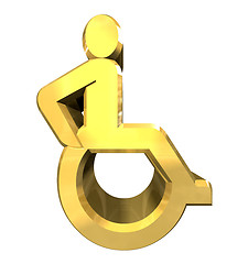 Image showing Universal wheelchair symbol in gold (3d) 