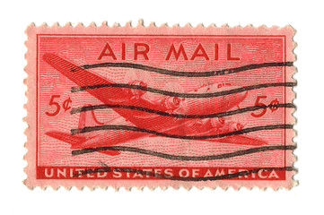 Image showing Old postage stamp from USA 5 cent 
