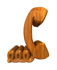 Image showing phone symbol in wood - 3D 