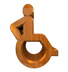 Image showing Universal wheelchair symbol in wood (3d) 