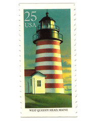 Image showing Old postage stamp from USA with Lighthouse 