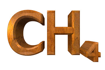 Image showing 3d chemistry formulas in wood of Methane 