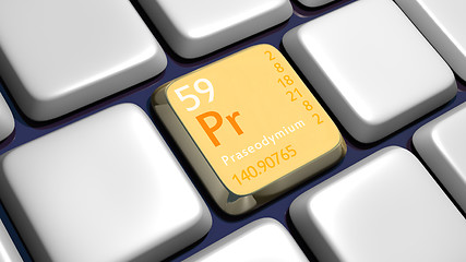 Image showing Keyboard (detail) with Praseodymium element
