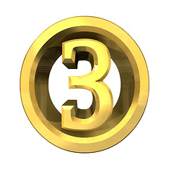 Image showing 3d number 3 in gold 
