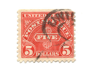 Image showing Old postage stamps from USA 5 Dollars 