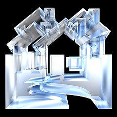 Image showing House Icon in glass - 3d 