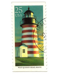 Image showing Old postage stamp from USA with Lighthouse 