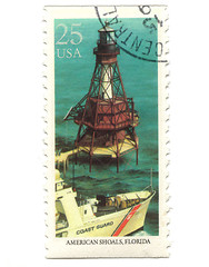 Image showing Old postage stamp from USA with Lighthouses 