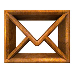 Image showing envelope email symbol in wood (3d) 