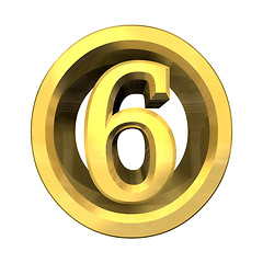 Image showing 3d number 6 in gold 