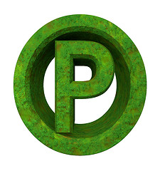 Image showing parking symbol in grass (3d) 