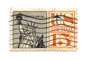 Image showing old postage stamp from USA Liberty 15 cent 