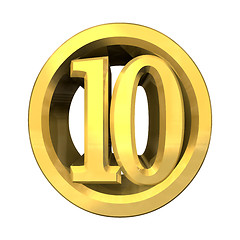 Image showing 3d number 10 in gold 