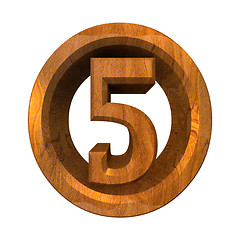 Image showing 3d number 5 in wood 