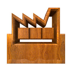 Image showing Manufacturer Building Icon on a White Background - 3d in wood 