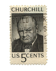 Image showing Old postage stamp from USA five cent 