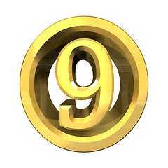 Image showing 3d number 9 in gold 