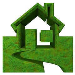 Image showing House Icon in grass - 3d made 